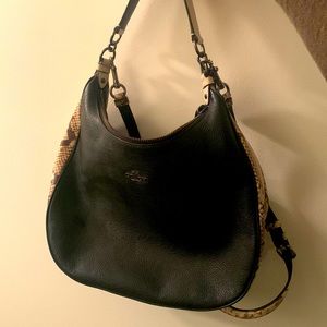 Genuine Leather Coach purse- snakeskin and black